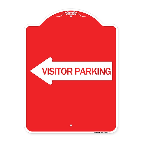 Signmission Visitor Parking With Left Arrow, Red & White Aluminum Architectural Sign, 18" x 24", RW-1824-24377 A-DES-RW-1824-24377 - main